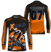 Load image into Gallery viewer, Kid adult youth custom orange UPF30+ Motocross jersey extreme racing MX Off-Road Motorcycle PDT38