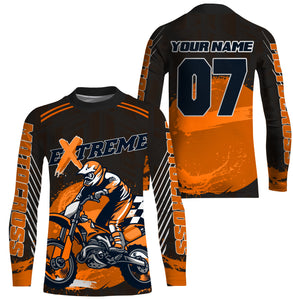 Kid adult youth custom orange UPF30+ Motocross jersey extreme racing MX Off-Road Motorcycle PDT38