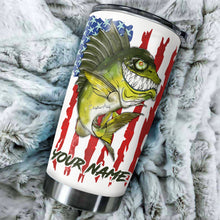 Load image into Gallery viewer, 1pc Bass fishing American flag angry Largemouth bass ChipteeAmz&#39;s art Custom Stainless Steel Tumbler Cup AT060