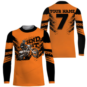 Custom Dirt Bike Jersey Send It UPF30+ Kid Adult Motocross Long Sleeves Off-road Motorcycle NMS1115