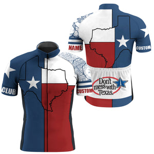 Texas flag Men's cycling jersey - Bike shirt with full zipper 3-rear pockets MTB BMX cycle gear| SLC141