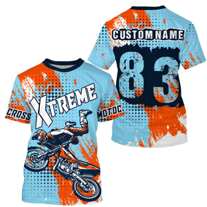 Personalized blue Motocross jersey adult&kid dirt bike shirt UV protective MX extreme motorcycle PDT21