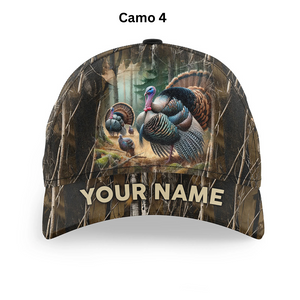 Personalized Turkey Hunting Hats, Snapback Baseball Camo Hat Turkey Hunting gear, Hunting Gifts FSD4415