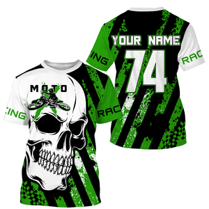 Skull MotoX jersey custom number motocross UV protective green dirt bike racing motorcycle racewear NMS948