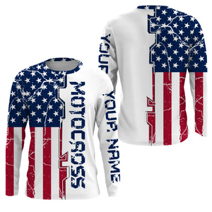 Kid&Adult personalized Motocross jersey American flag Anti UV dirt bike racing motorcycle racewear| NMS917