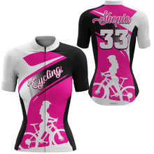 Load image into Gallery viewer, Pinky Girl Custom Womens Cycling Jersey Female Biker Riding Road Cycle Mountain Bicycling Shirt| NMS842