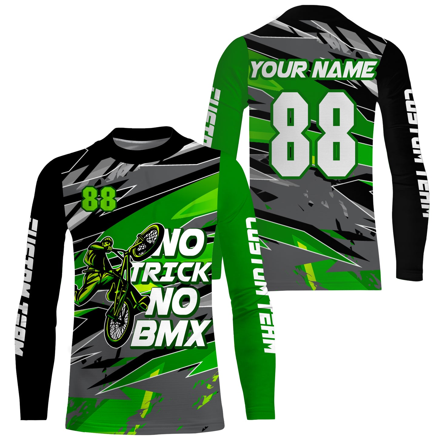 Green BMX racing jersey UPF30+ adult kid BMX shirt Lightweight cycling bicycle motocross gear| SLC111