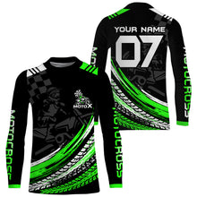 Load image into Gallery viewer, MX Jersey Youth&amp;Adult UPF30+ Green Dirt Bike Riding Shirt Motocross Off-Road Long Sleeves PDT454