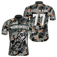 Load image into Gallery viewer, Custom Mens MTB cycling jersey Grey camo bike shirt with 3 pockets UPF50+ Mountain biking gear| SLC88
