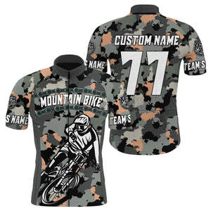 Custom Mens MTB cycling jersey Grey camo bike shirt with 3 pockets UPF50+ Mountain biking gear| SLC88