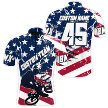 Load image into Gallery viewer, American Mens BMX cycling jersey with pockets UPF50+ Custom USA cycle gear Breathable biking tops| SLC67