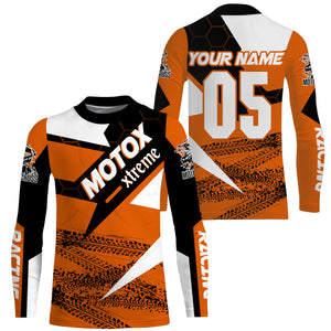 Xtreme orange MotoX custom kid&adult jersey UPF30+ dirt bike off-road MX racing motorcycle shirt PDT48