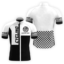 Load image into Gallery viewer, Black &amp; White men cycling jersey Custom UV cycle gear with 3 pockets full zipper Bicycling shirt| SLC120