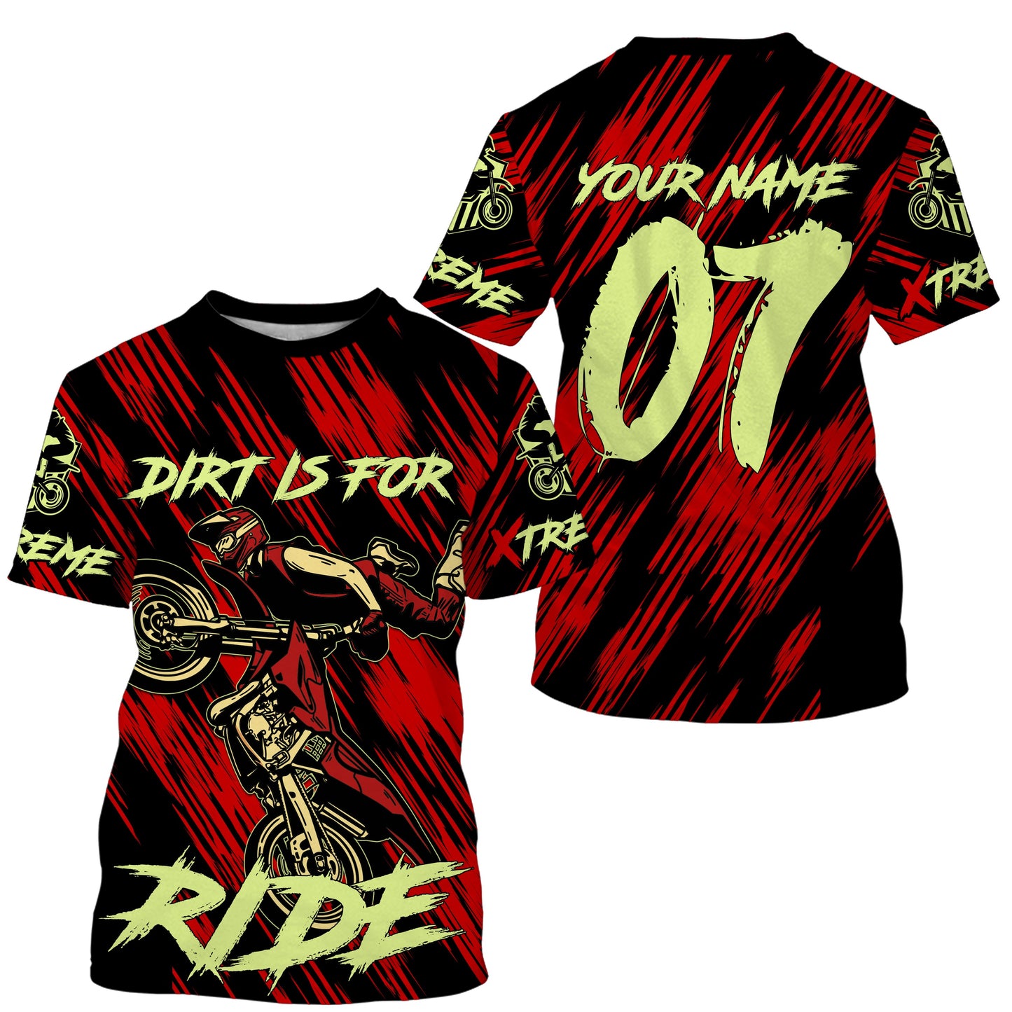 Motocross custom red kid&adult jersey UV protective shirt Dirt Is For Ride extreme motorcycle PDT50
