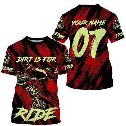 Motocross custom red kid&adult jersey UV protective shirt Dirt Is For Ride extreme motorcycle PDT50