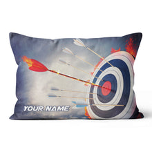 Load image into Gallery viewer, Personalized Flaming Arrow Archery Pillow Custom Pillow Top Archery Gift VHM0859