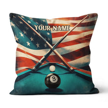 Load image into Gallery viewer, Personalized US Flag 8 Ball Billiard Pillow, Throw Pillow Billiard Gifts VHM0902