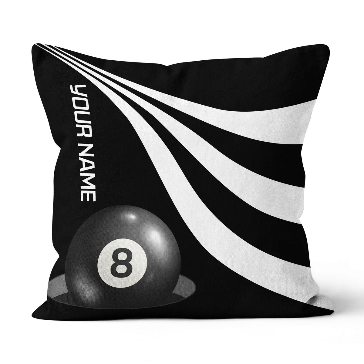 Custom Black And White 8 Ball Pool Throw Pillows, Billiard Pillow Gifts TDM0804