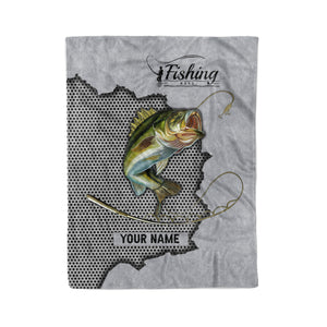 Custom Bass Fishing fleece blanket, fishing gift idea for Men, Dad FSD3561 D06