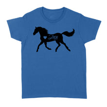 Load image into Gallery viewer, Customized name horse gifts for girls, Gift For Horse Owner, Horse Trainer Gift, Horse Lover Gift, Cowgirl, Riding Tee D06 NQS2682 - Standard Women&#39;s T-shirt