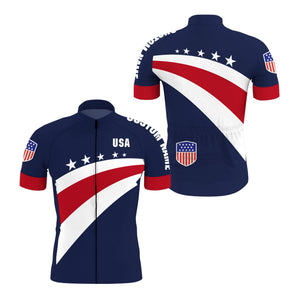 American men cycling jersey with 3 pockets UPF50+ USA bike shirts full zip BMX MTB cycle gear| SLC147