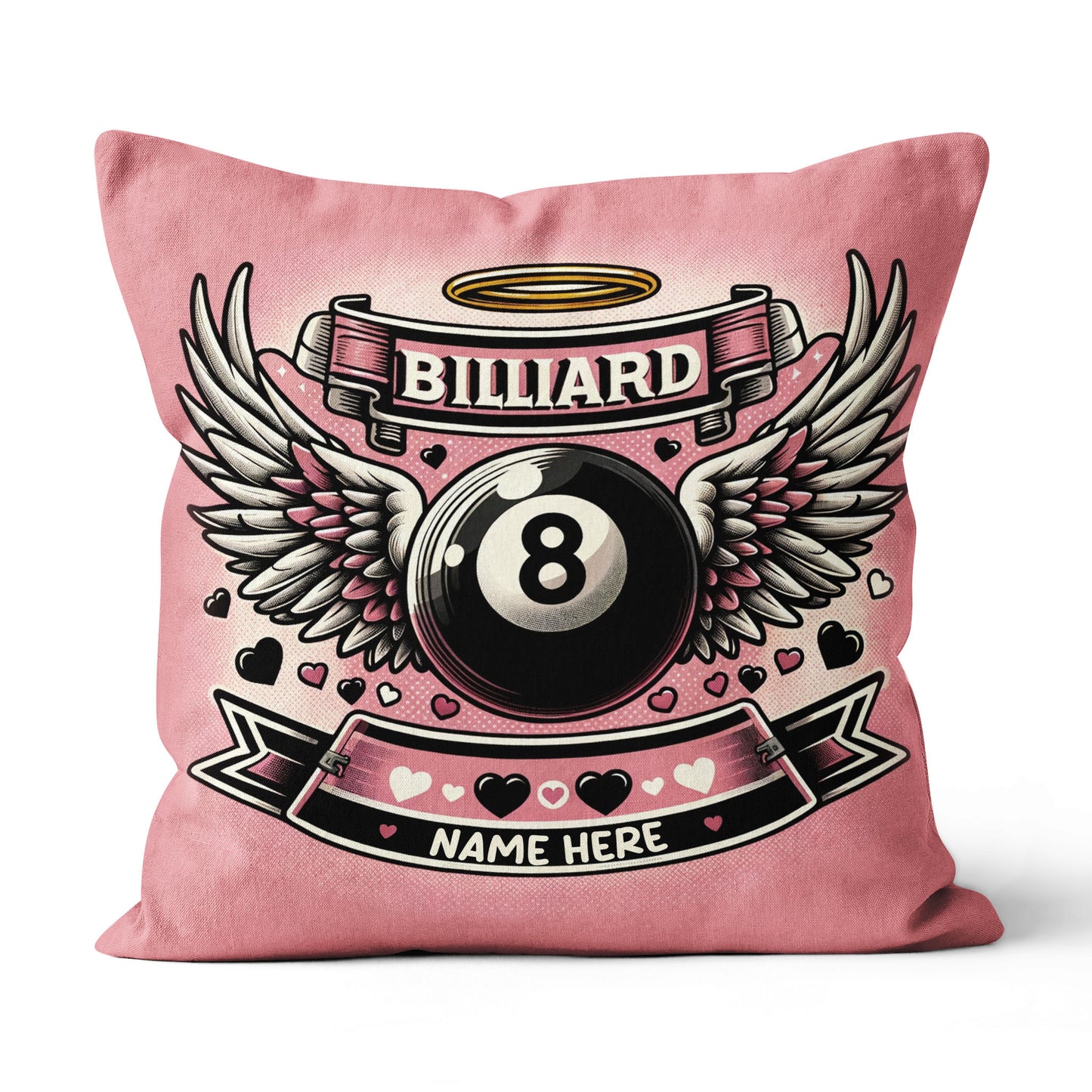 Personalized 8 Ball Pool With Wings Pillow Best Billiard Valentine Gifts TDM0885