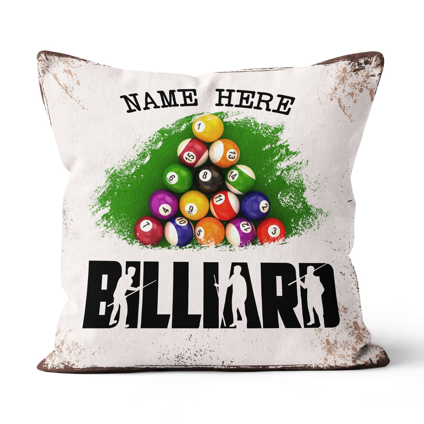 Personalized Billiard Balls Custom Grunge Style Billiard Throw Pillow TDM0898