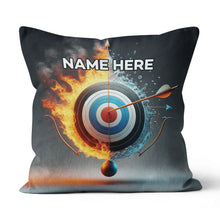 Load image into Gallery viewer, Personalized Archery 3d Target With Bow In Water And Fire Throw Pillows TDM0856