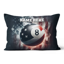 Load image into Gallery viewer, Personalized 8 Ball Pool US Flag Smoke Pillow, Patriotic Billiard Pillow TDM0852