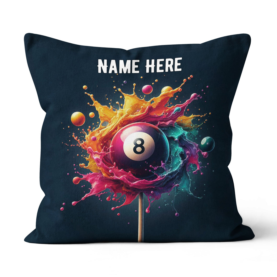 Personalized Colorful Paint Splash 8 Ball Billiard Pillow, Billiard Gift VHM0914