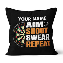 Load image into Gallery viewer, Aim Shoot Swear Repeat Vintage Custom Darts Pillow Personalized Gifts LDT1121