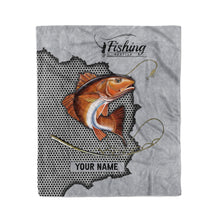 Load image into Gallery viewer, Custom Redfish Fishing fleece blanket - fishing gift idea for Men FSD3563 D06