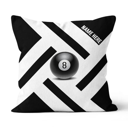 Custom Black White 8 Ball Pool Pillow, Best Personalized 8 Ball Pillows TDM0902