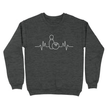 Load image into Gallery viewer, Bowling heartbeat Shirt, Bowling Addict sweatshirt, gift for bowlers NQS4619