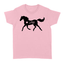 Load image into Gallery viewer, Customized name horse gifts for girls, Gift For Horse Owner, Horse Trainer Gift, Horse Lover Gift, Cowgirl, Riding Tee D06 NQS2682 - Standard Women&#39;s T-shirt