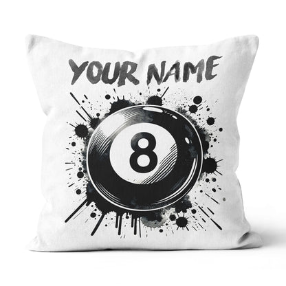 Personalized 8 Ball Pool White Pillow Custom Billiard Throw Pillows TDM0810