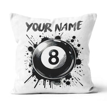Load image into Gallery viewer, Personalized 8 Ball Pool White Pillow Custom Billiard Throw Pillows TDM0810