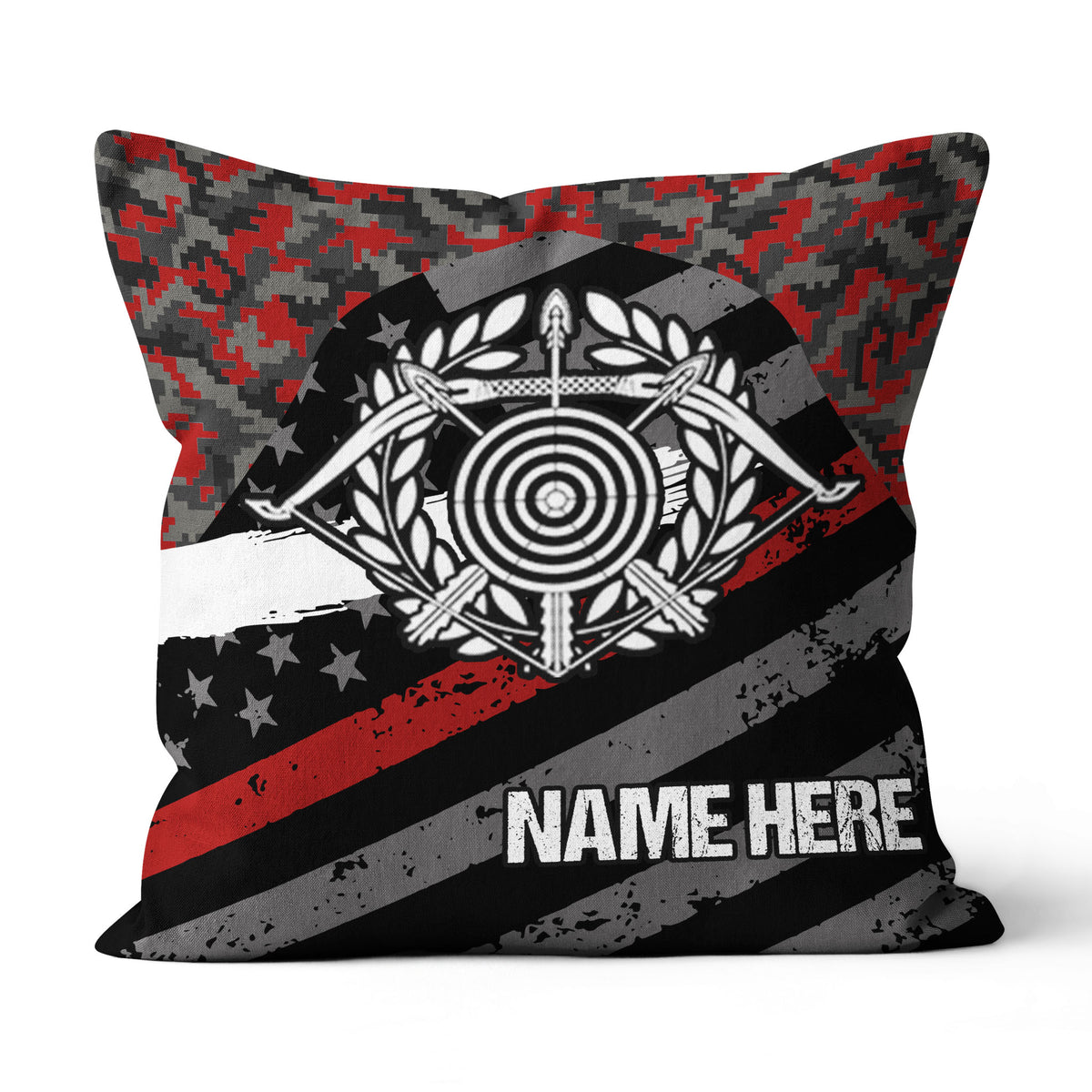 Personalized Red Retro US Flag Archery Pillow Gifts For Archery Lovers VHM0912