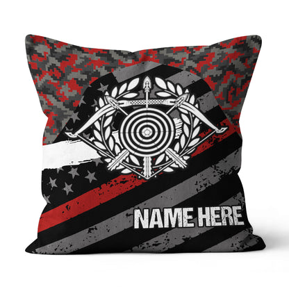 Personalized Red Retro US Flag Archery Pillow Gifts For Archery Lovers VHM0912