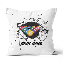 Load image into Gallery viewer, Custom Grunge Billiard Balls White Pillow, Personalized Pillows Billiard TDM0790