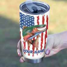 Load image into Gallery viewer, 1pc Trout fly fishing American flag rainbow trout ChipteeAmz&#39;s art Custom Stainless Steel Tumbler Cup AT058