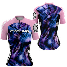 Load image into Gallery viewer, Purple women cycling jersey with pockets UPF50+ reflective bike shirt Breathable biking tops girl| SLC125