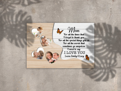 Thank You Mom Personalized Canvas Thoughtful Mother's Day Gift Custom Photo Collage for Best Mom Ever N2538