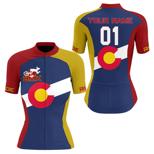 CO Flag Colorado BMX Men&Women Cycling Jersey Custom Cyclist Shirt Bicycle Riders Cross Country Biking| NMS798