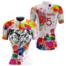 Load image into Gallery viewer, Custom Womens Rainbow Cycling Jersey Love Cycling Road Cycle Mountain Bicycling Shirt Girl Cyclist| NMS838
