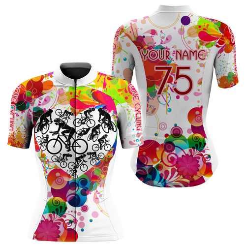 Custom Womens Rainbow Cycling Jersey Love Cycling Road Cycle Mountain Bicycling Shirt Girl Cyclist| NMS838