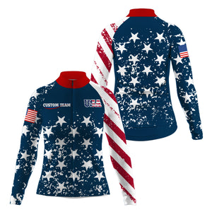 Womens American cycling jersey UPF50+ USA bike shirt Biking tops with pockets Custom BMX MTB jersey| SLC66