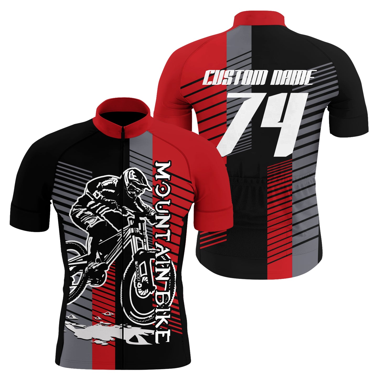 Custom Mens Womens MTB Cycling Jersey Mountain Bike Red&Black Bicycling Downhill Rider Racing| NMS816