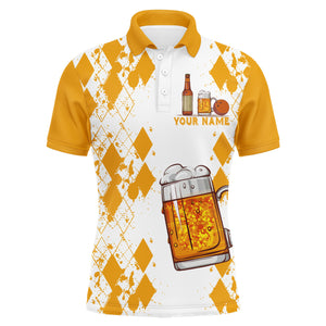 Funny Beer Bowling Shirt Men Polo, Personalized Team Short Sleeves Men Bowlers Jersey NBP18