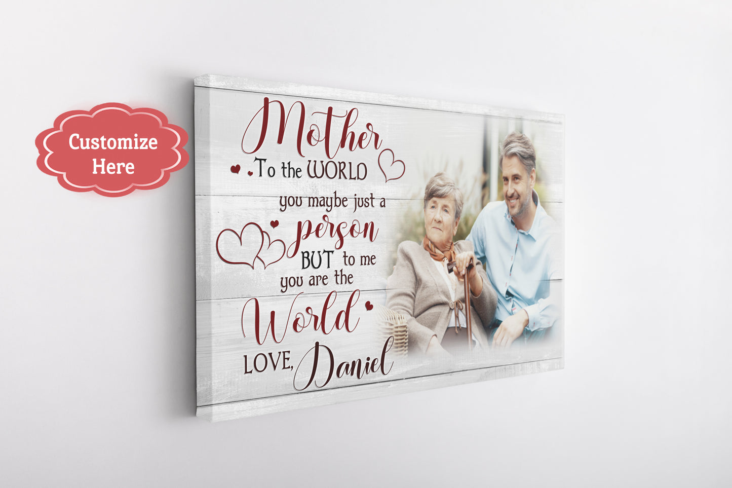 Personalized Mom Canvas - To Me You Are The World, Mother's Day Thoughtful Gift Birthday Christmas| N2458